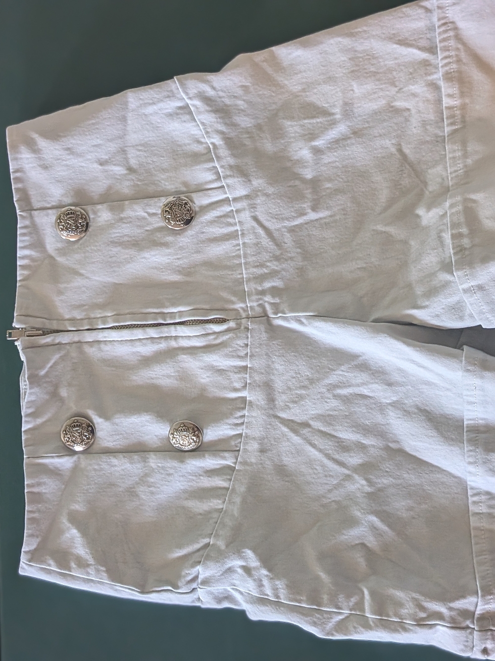 Girls' White Button-Front Cotton Shorts